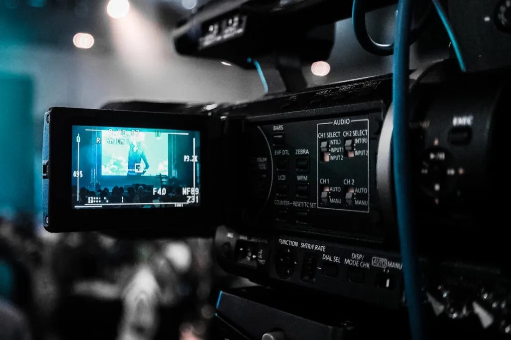 high end video camera recording a scene