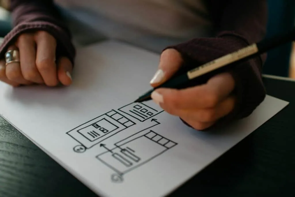 person drawing website UI