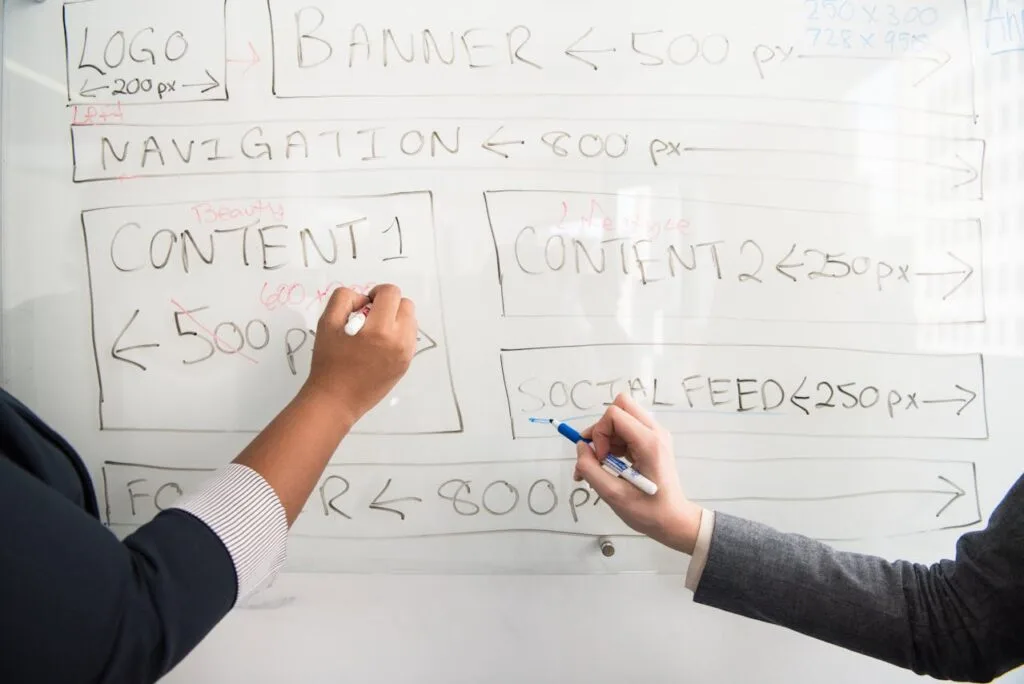 two person writing on the whiteboard