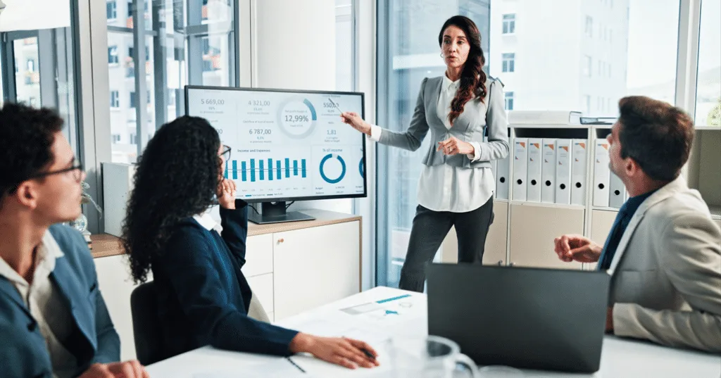 A woman speaking during a meeting