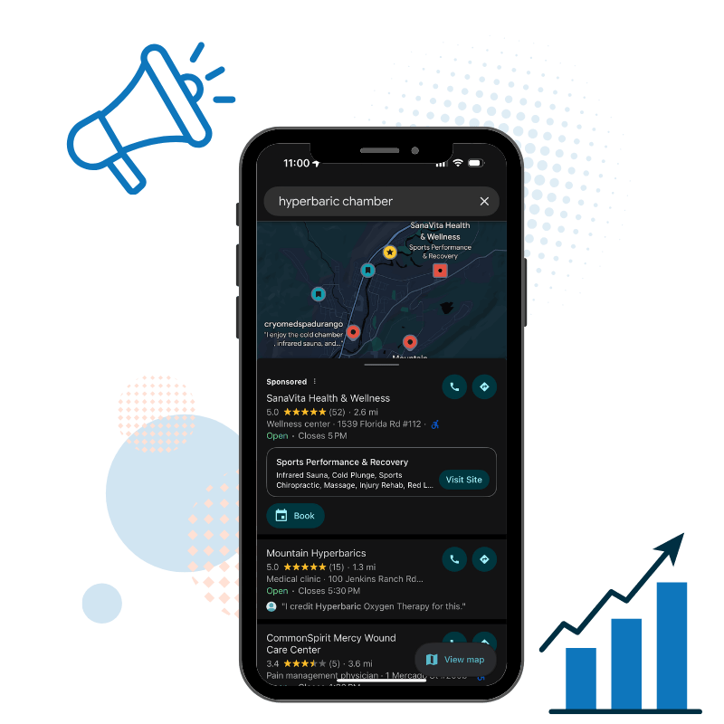 Google Ads management dashboard for a Colorado business showing campaign performance and conversion data.
